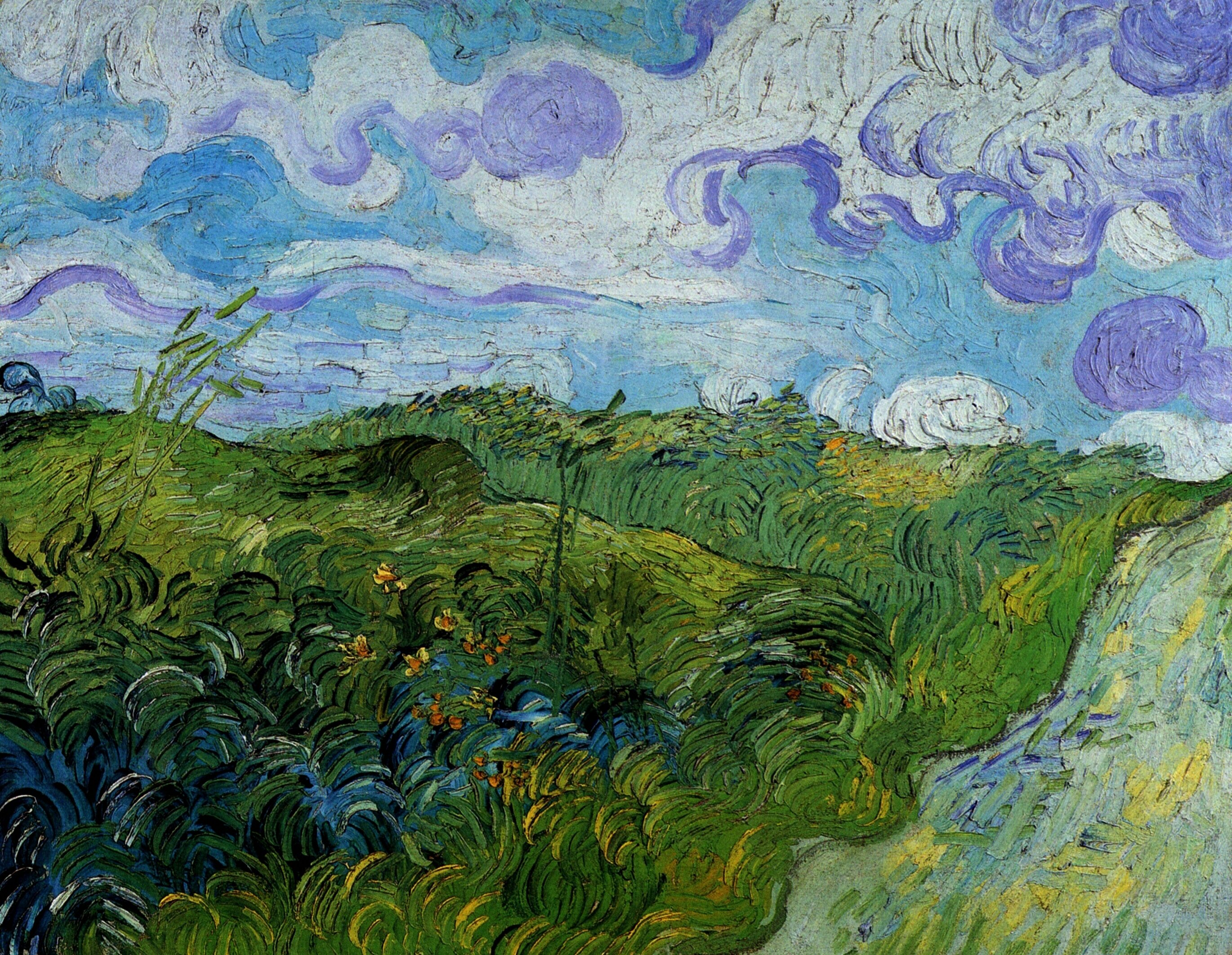 Картина Ван Гога Зеленые пшеничные поля 1890